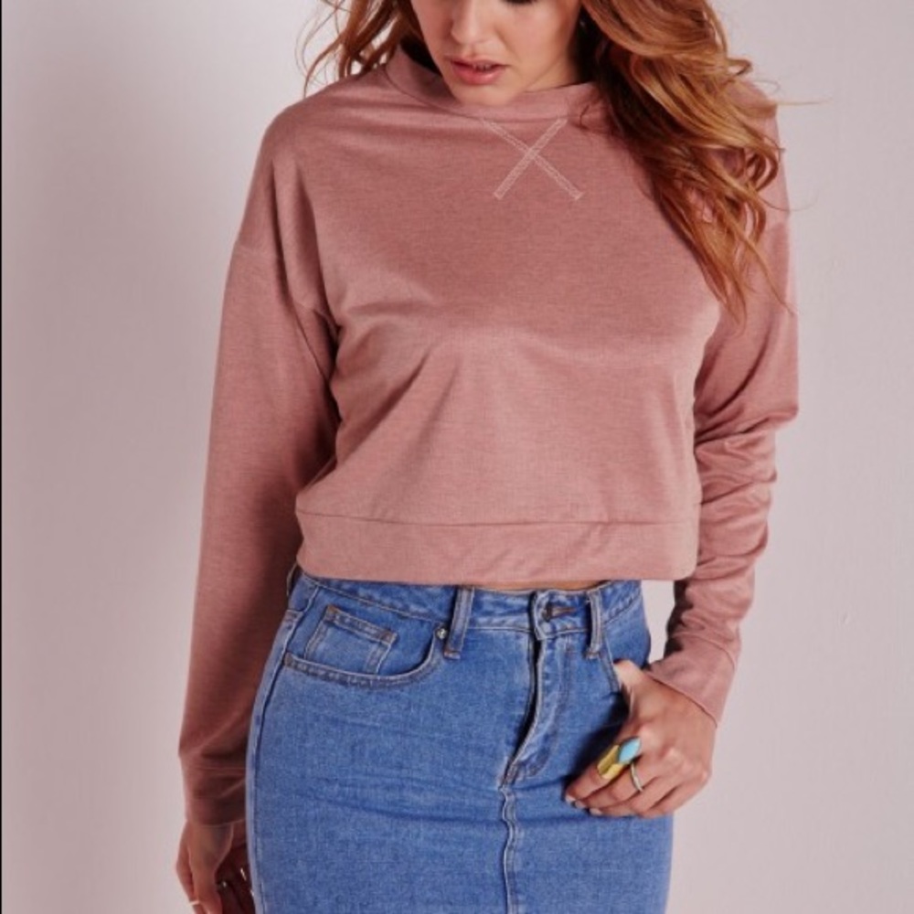Missguided Oversized Boxy Long Sleeve Crop Top